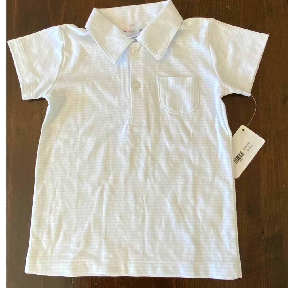 Baby Loren Blue and white stripe Pima Cotton Polo NWT size 18-24‎ mo